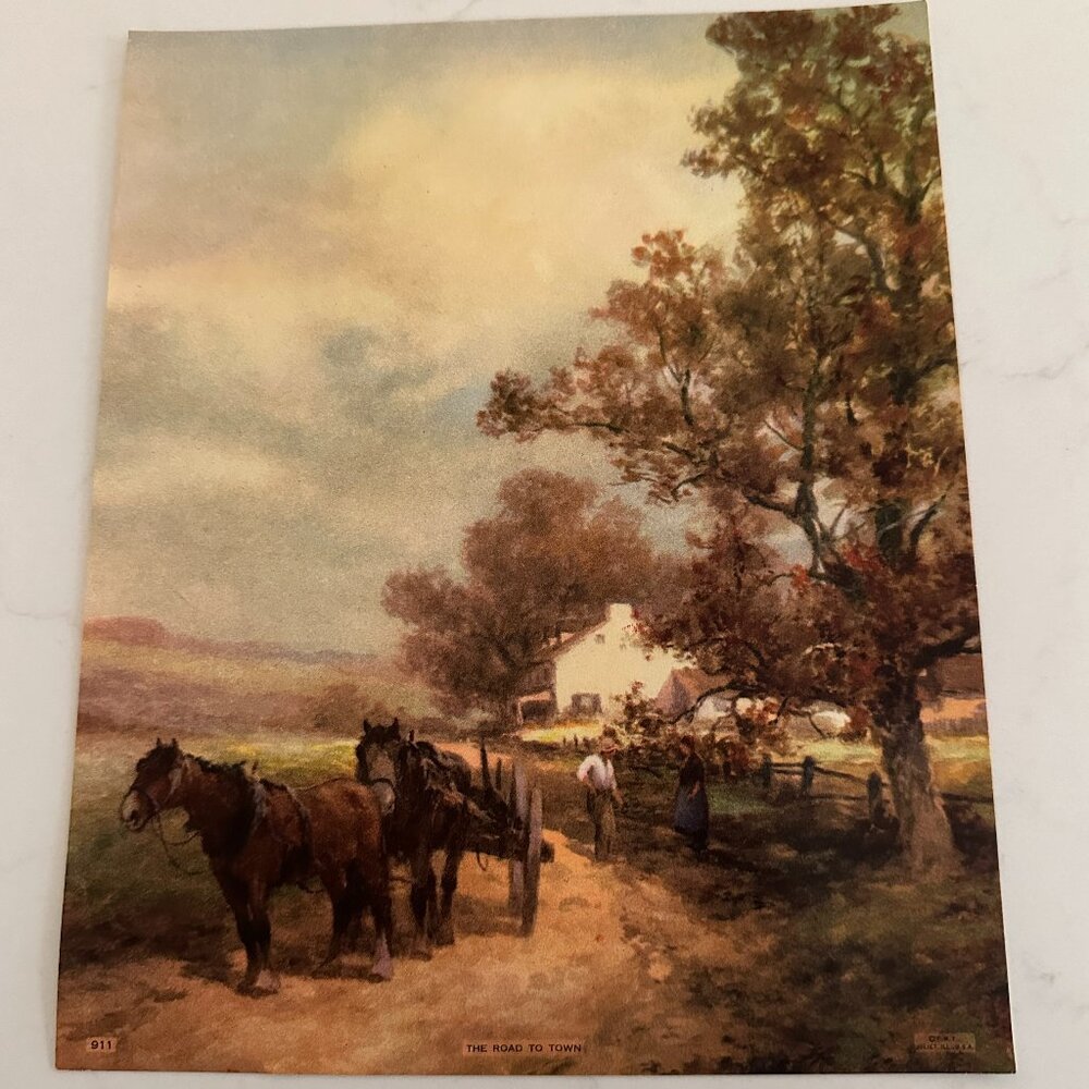 Vintage Calendar Art Print Titled "The Road to Town"